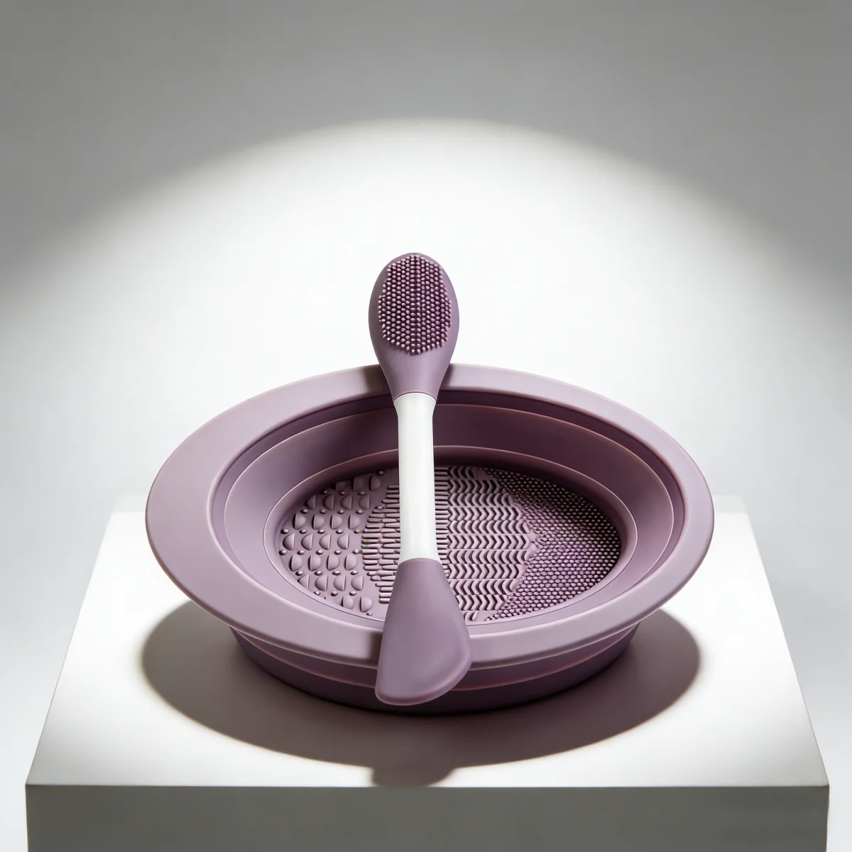 2-in-1 Silicone Face Mask Brush & Bowl Set - Dual-Ended Applicator for Clay Masks, Facial Cleansing & Makeup Brush Cleaner, Reus