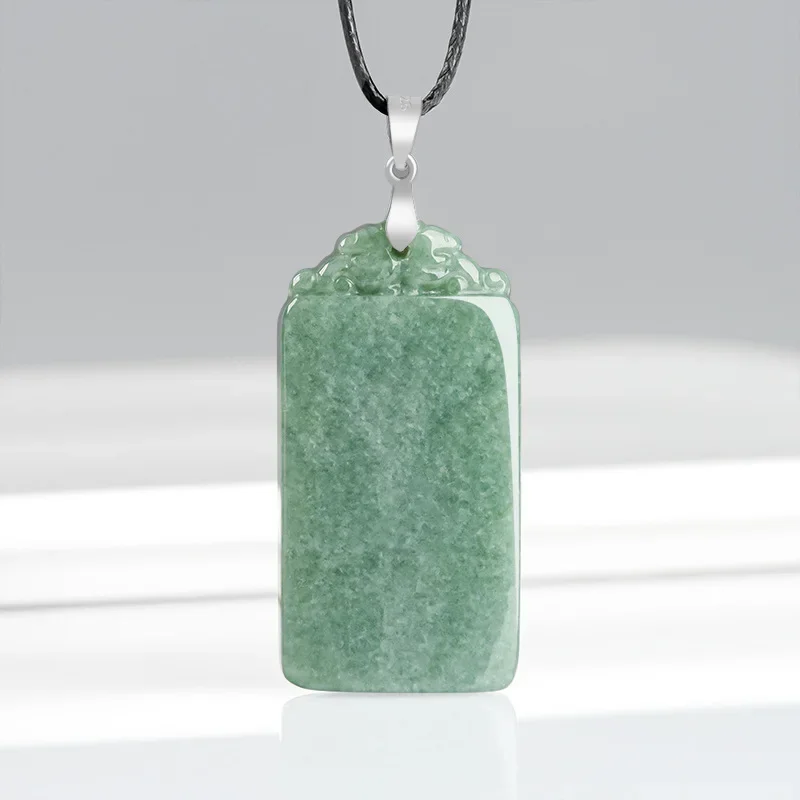 

Jia Le/ Hand-carved/ Natural Burmese jade Ping An Wu Shi Brand Emerald Necklace Pendant Fashion fine Jewelry Women Couple Gift