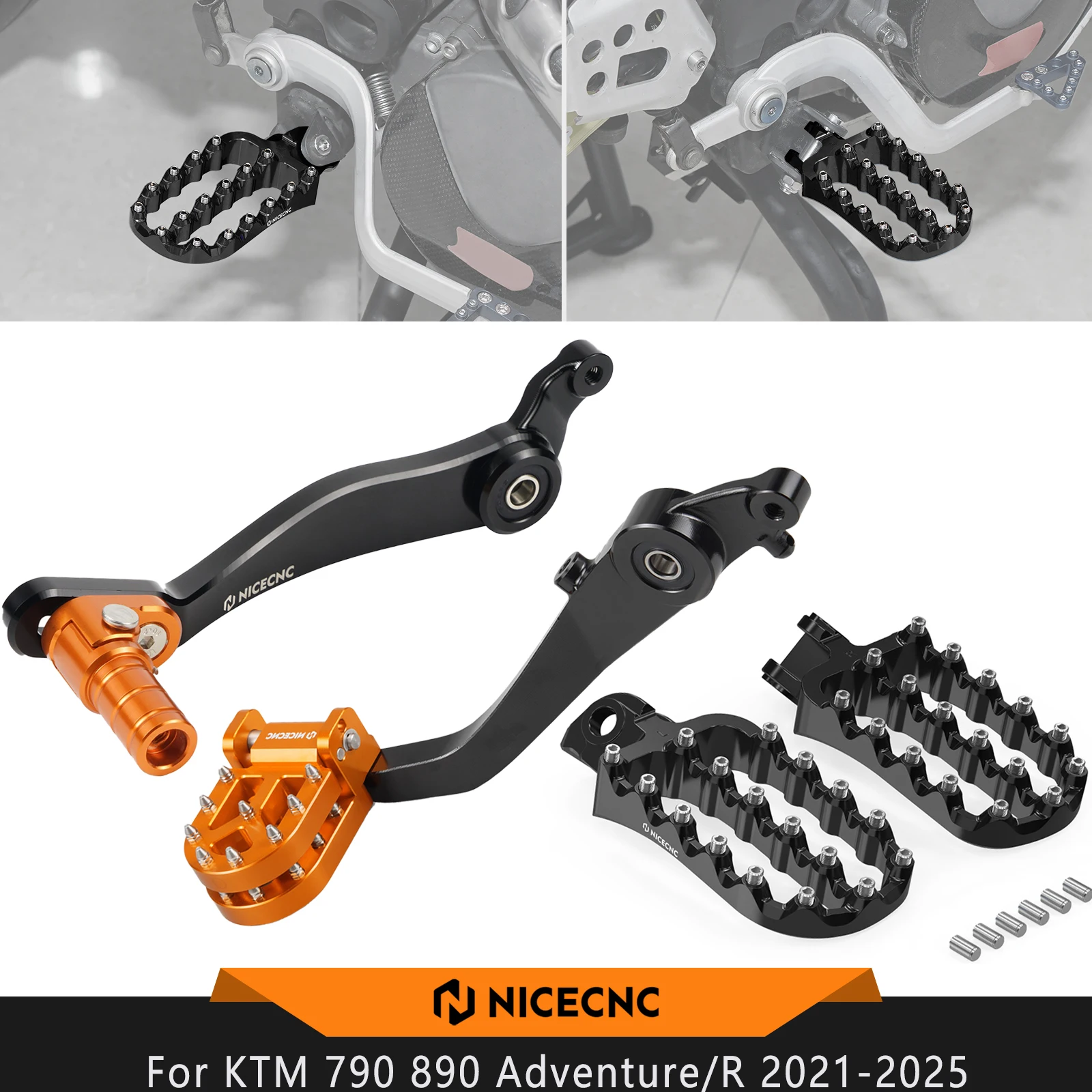 

For KTM 790 890 Adventure /R 2021-2025 Husqvarna 901 22-2025 NICECNC Adjustable Rear Brake Pedal Assly Gear Shift Lever Footpegs