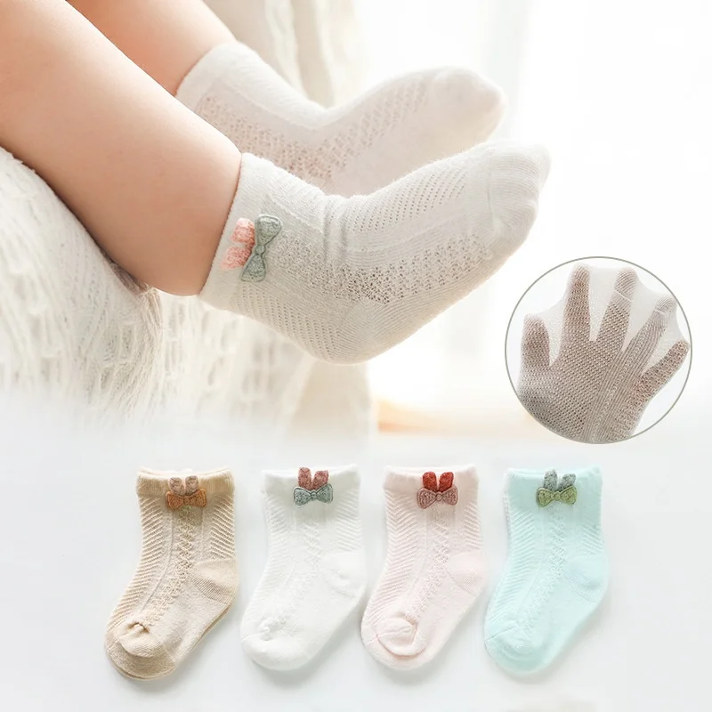 0-3Years Newborn Baby 4Pairs/lot  Socks Girls Boys Summer Thin Mesh Infant Boy Girl Children's Sock Cotton Soft Toddler Socks
