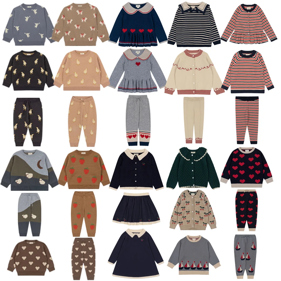 女の赤ちゃんのための長袖セーターとパンツのセット,子供のためのブランドの服,ニットのセーター,新生児のための
