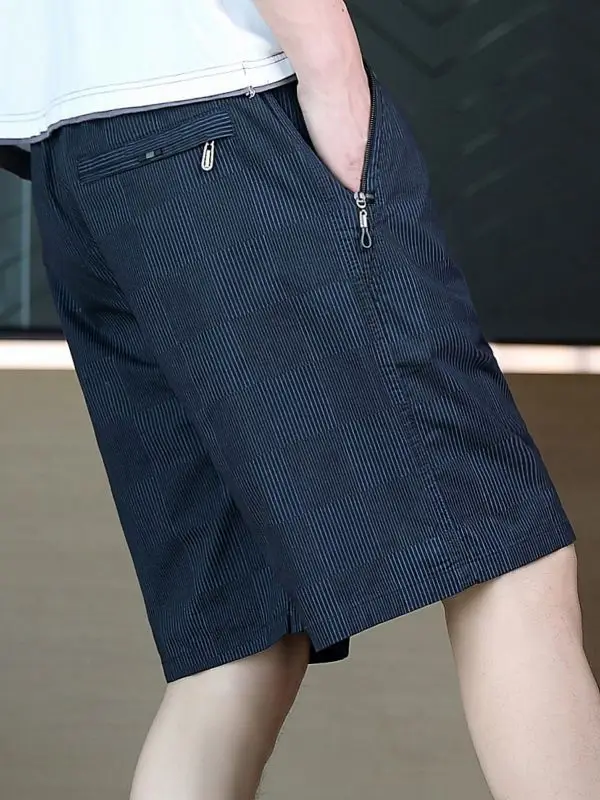 2024 men's pure cotton outer shorts men's casual thin black versatile five-point pants