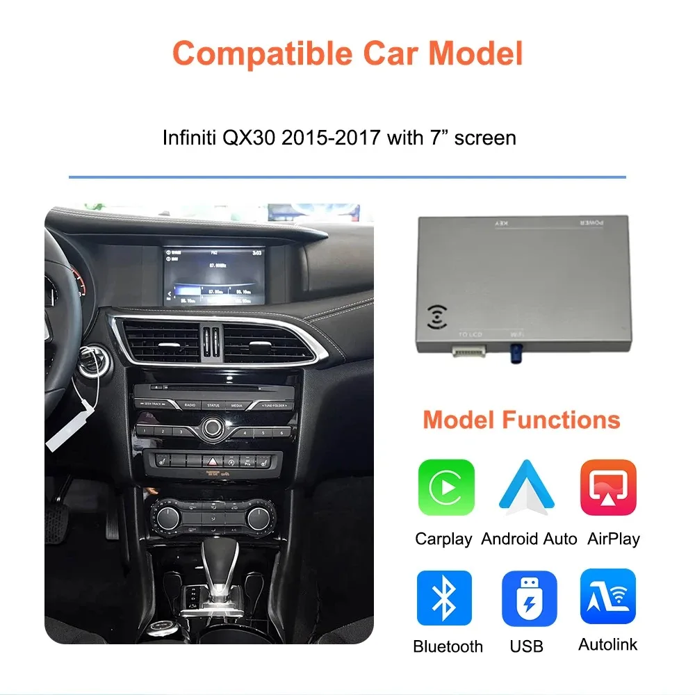 AUTOTOP Wireless Carplay Android Auto Module Box For Infiniti QX30 2015-2017 Retrofit Kit Airplay Autolink Smart Car Interface Adapter