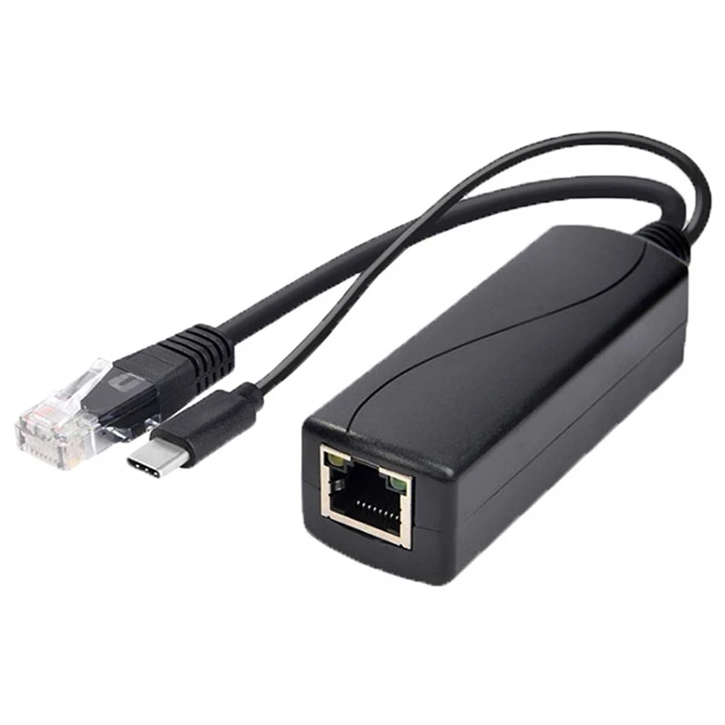 TYPE-c poe splitter usb 48v to 5v power over ethernet 802.3af 100/1000M for raspberry Hot Sale!