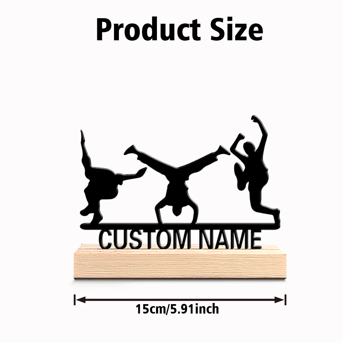 1pc Romantic Personalized Custom Street Dance Metal Statues Wooden Base Bar Decor for Kitchen Dining Room Modern Rustic Themes