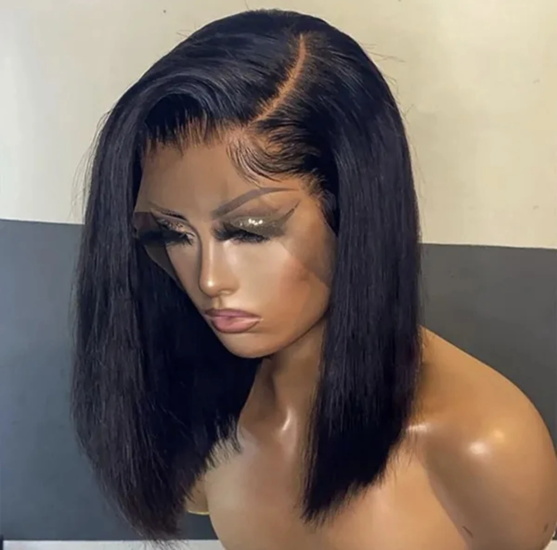 

Black Color 13X4X1 HD Lace Frontal Synthetic Wig For Women Straight Preplucked With Baby Hair Cosplay Daily Drag Queen Soft Hair