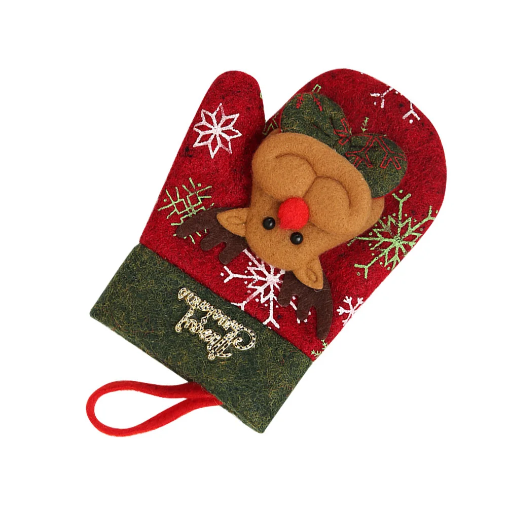 

Cutlery Bag Christmas Sock Shaped Tableware Holder Retro Reindeer Pattern Eco Friendly Non Fading Fork Knife Storage