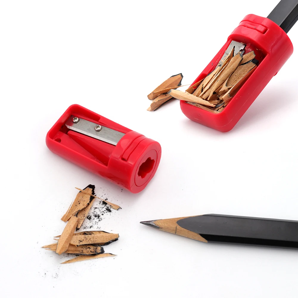 JOMPENS Rutschfester Holzbleistift mit Millimeter-Skala, Professioneller HB-Bleistift für Holzarbeiten, Schwarze HB-Spitze, Flacher Achteck-Zeichenbleistift – Detail 5