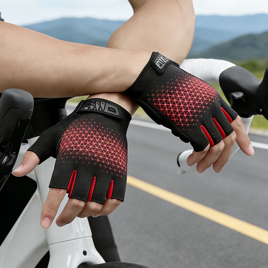 Fahrradhandschuhe für Damen und Herren, atmungsaktiv und rutschfest, für Sport, Outdoor-Fitness-Training, Mountainbike, Stoßdämpfung, Hal