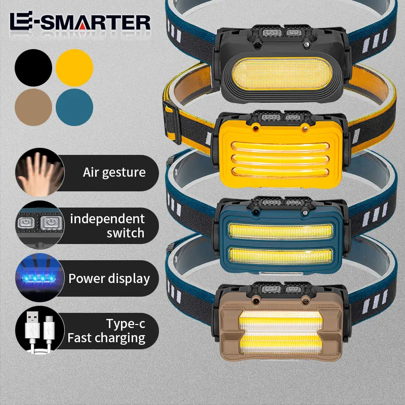 

USB Rechargeable Headlights Outdoor Household Portable LED Headlamp with Built-in 1800mah Iithium Battery Head Lamp