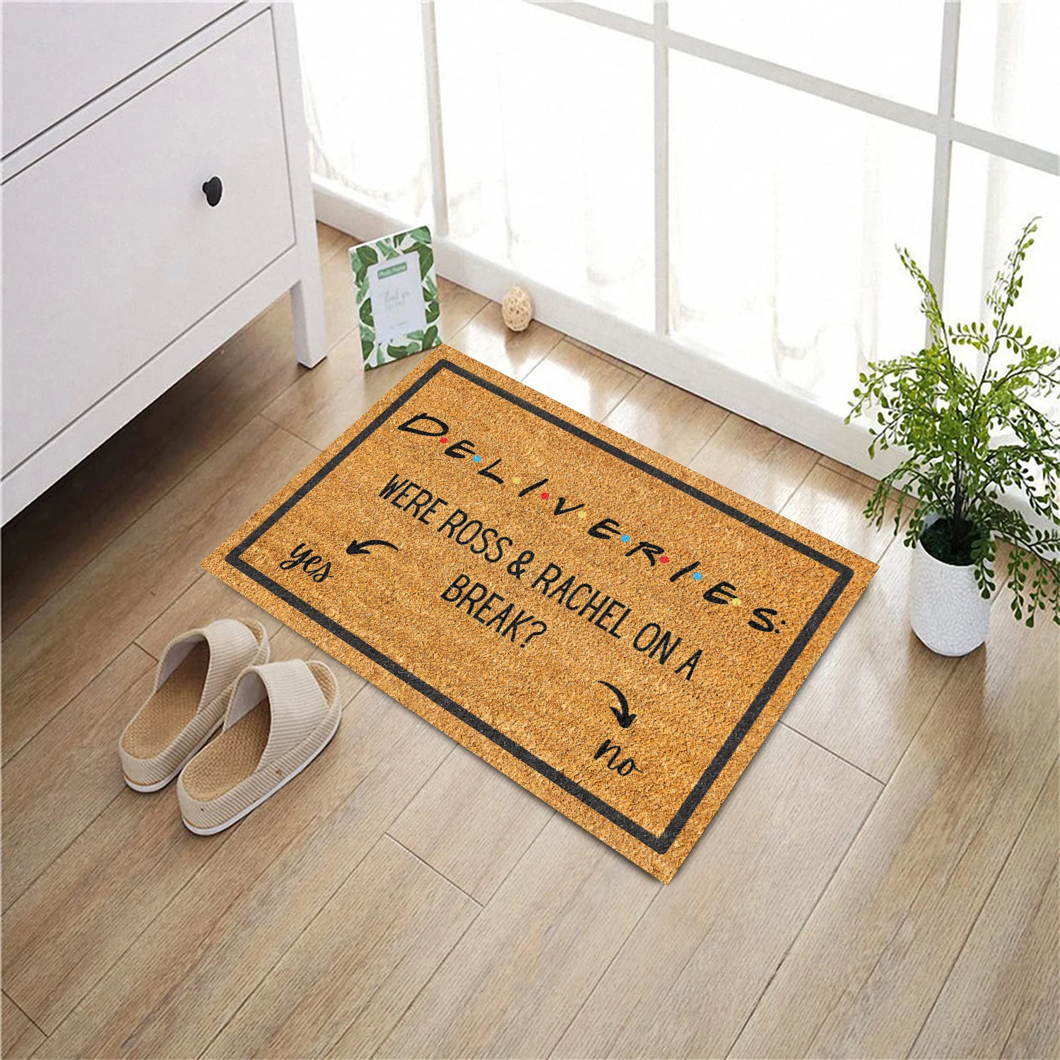 

Deliveries Yes No Doormat Were Ross and Rachel on a Break - Rubber Welcome Rug Entrance Floor Mat Funny Door Mat