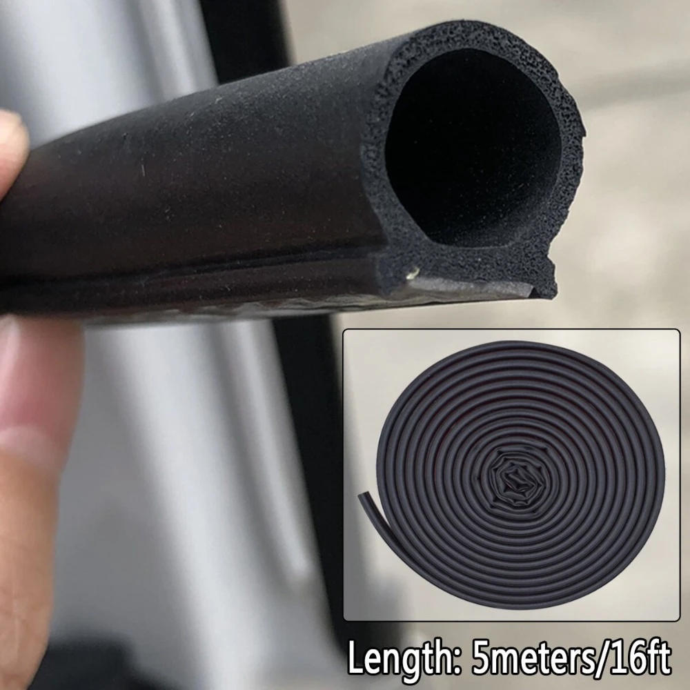 196.85 Inch D-Type Car Rubber Seal Strip 5M Auto Door Trunk Hood Weatherstrip Soundproof Wind Dust Proof Sealing Strip