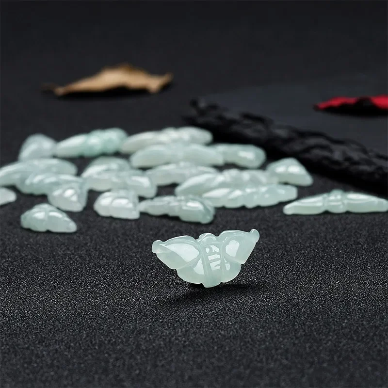 Ice Glutinous Species Myanmar Jadeite Butterfly Spare Parts Mobile Phone Pendant Earrings Jewelry Accessories