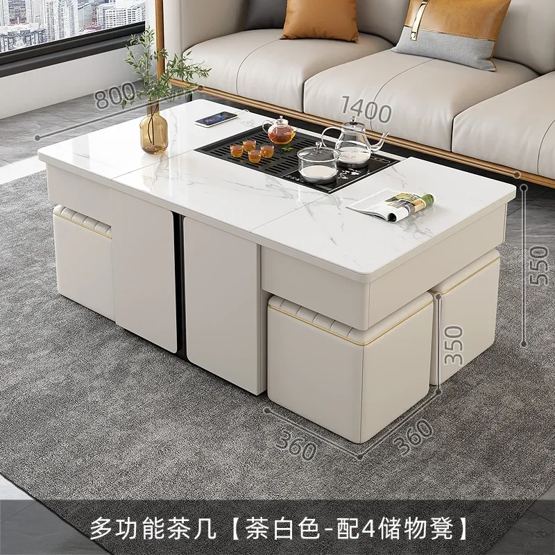 56Rock slab multi-functional tea table household small apartment Nordic light luxury intelligent lifting simple tea table