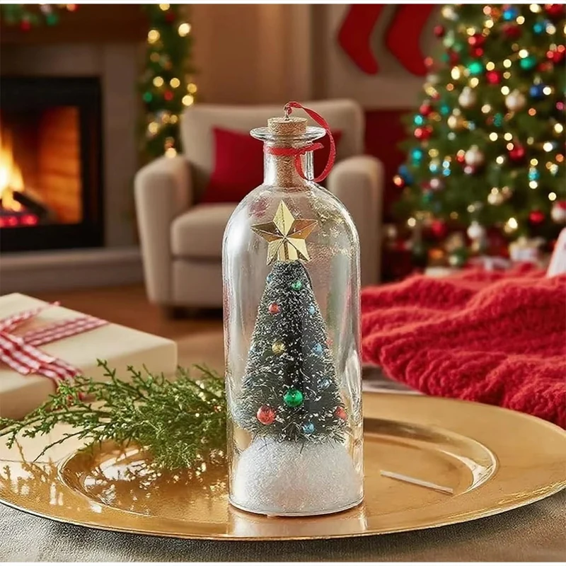 Weihnachtsbaum-Segenflasche Vintage Glas Schneeszene Ornament Kreative Weihnachts-Tischdekoration Festliches Partygeschenk – Detail 7