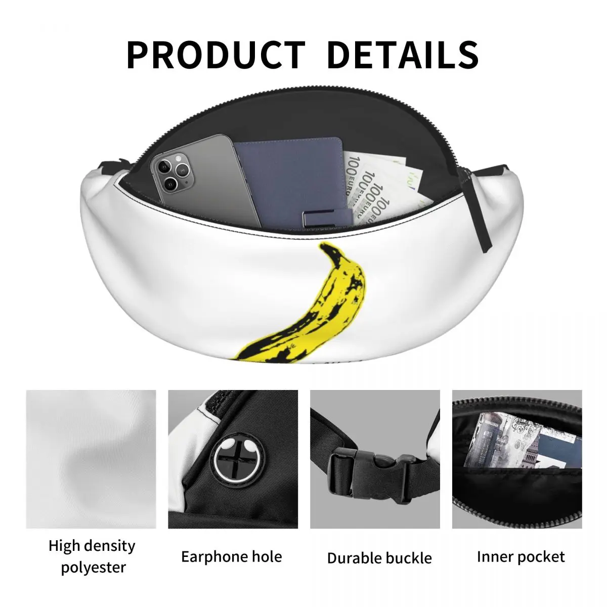Andy Warhol Sunset Cat Cattle Banana Fanny Pack Men Women Crossbody Adjustable Waist Bag Travel Running Phone Pouch