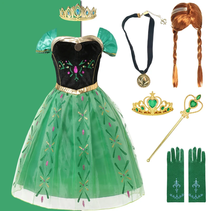 

2025 New Girl Princess Dress Children Princess Disguise Cosplay Halloween Carnival Costume Children Birthday Gift Costume Set