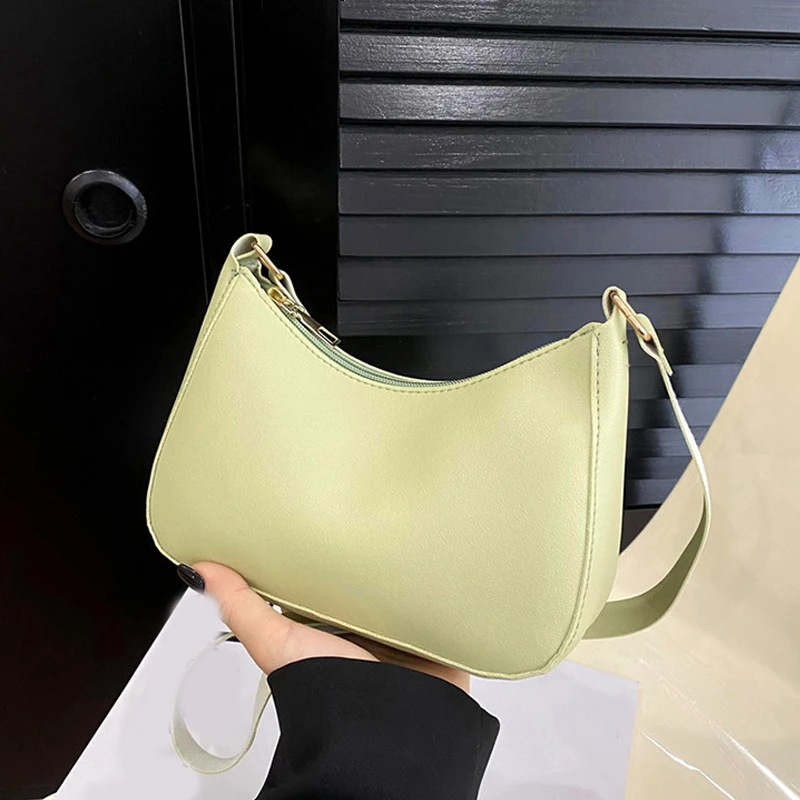 Retro einfarbig pu Leder Schulter Achsel Tasche Damenmode Handtaschen Hobos Geldbörsen und Handtasche Damen Umhängetaschen – Detail 8