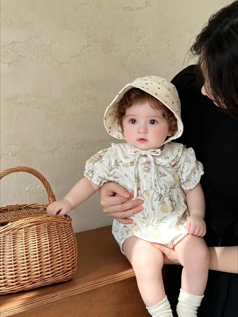 Baby's Pure Cotton Class A Summer Thin Triangle Harper for Girls Baby's Fresh Ultra-thin Sweat Material Front Placket Wrap Fart