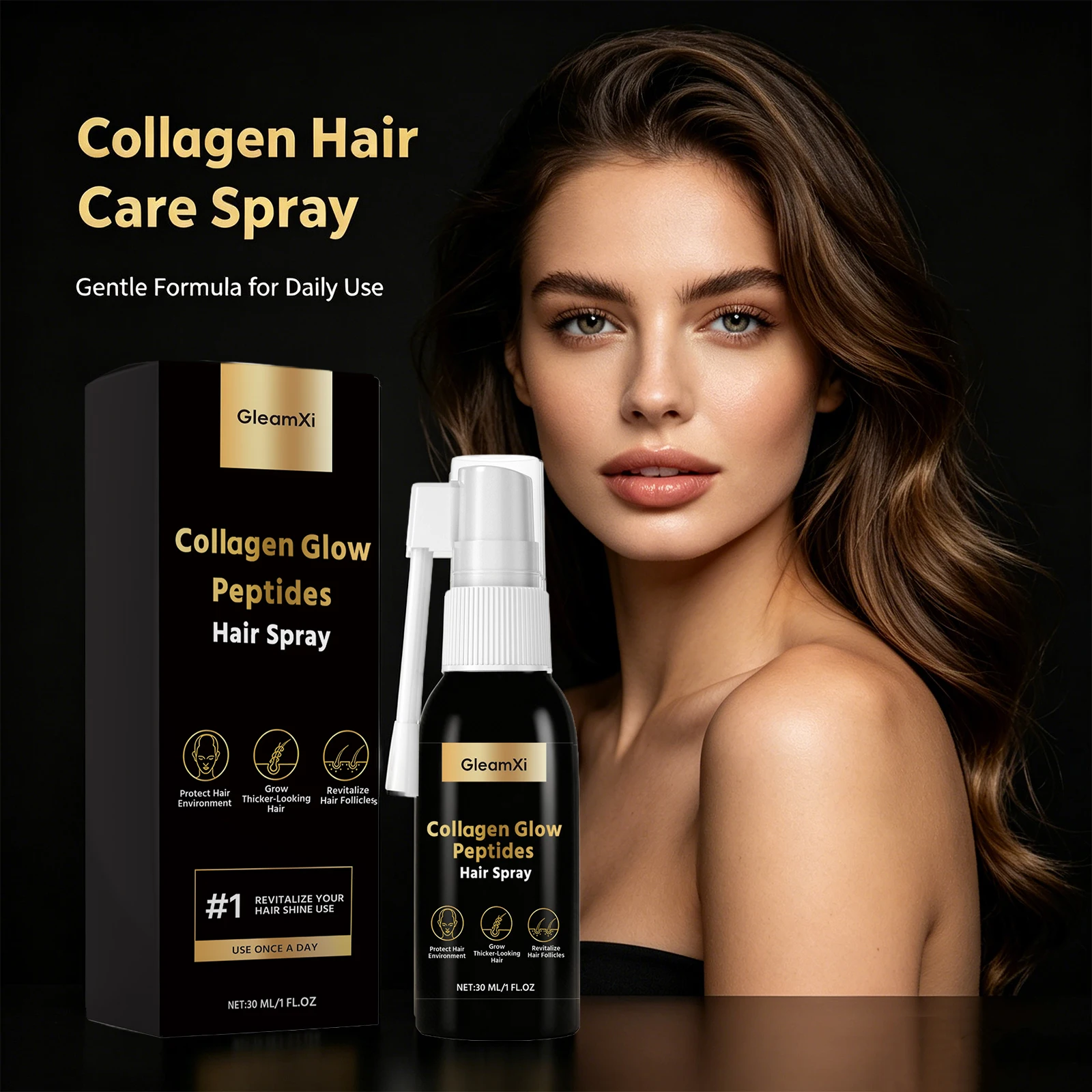 Gleamxi Collagen Peptides Hair - Hair Care Collagen recension och pris