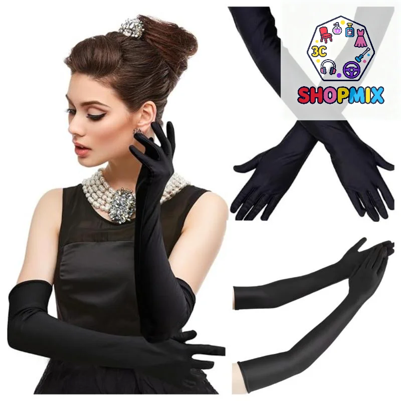 High Elastic Spandex Sun Protection Long Gloves Party Nightclub Wedding Performance Black Gloves