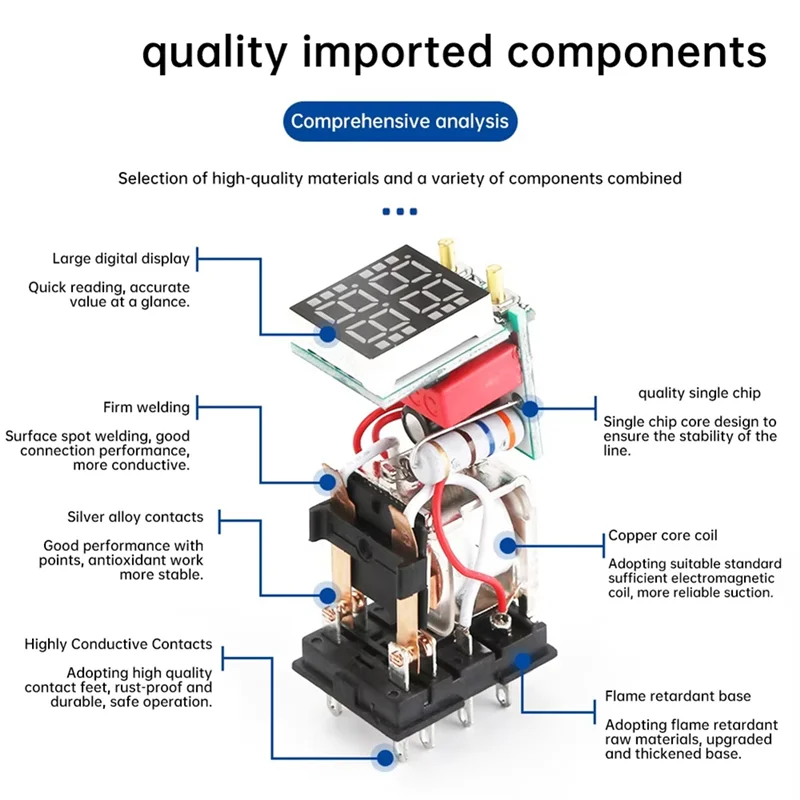 ABJF-LCD-дисплей, реле задержки, контроллер задержки включения, электронное реле таймера задержки с базовой розеткой