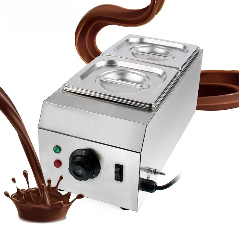 Electric Chocolate Cheese Melting Machine Heater Commercial Double Hot Pot Fountain Warmer Dipping Cylinder Melter 2 Lattices EU