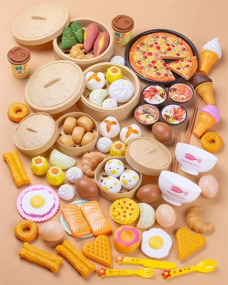 84pcs/Set Safe Children Play House Toy Pizza Food Toy Cut Fruit Vegetable Kitchen cooking toy Pretend play game kids gift