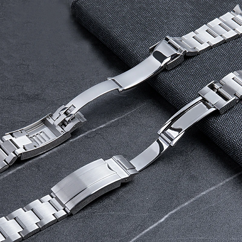 20mm 21mm 904L Watchbands For SUB DAYTONA NH35 NH36 Men Glide Lock Clasp Watch Strap Solid Stainless Steel Watch Bracelet