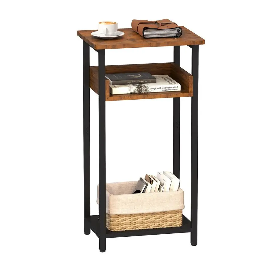 

End Table, 30 inch High Side Table, Small Entryway Table, Bedside Table for Living Room, Bedroom, Office, Rustic Brown