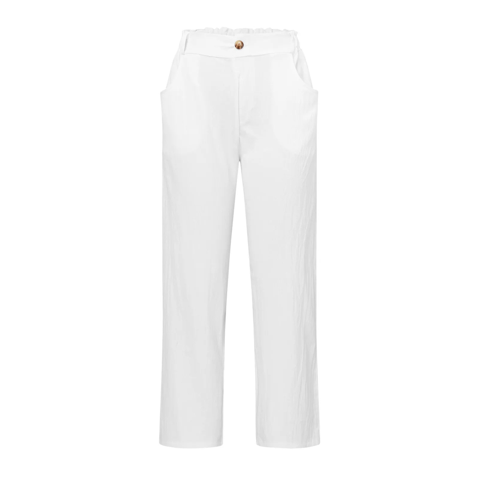 Pantaloni da donna in cotone estivo 2024 pantaloni a gamba dritta a vita alta moda primavera femminile pantaloni larghi Casual da donna alla moda