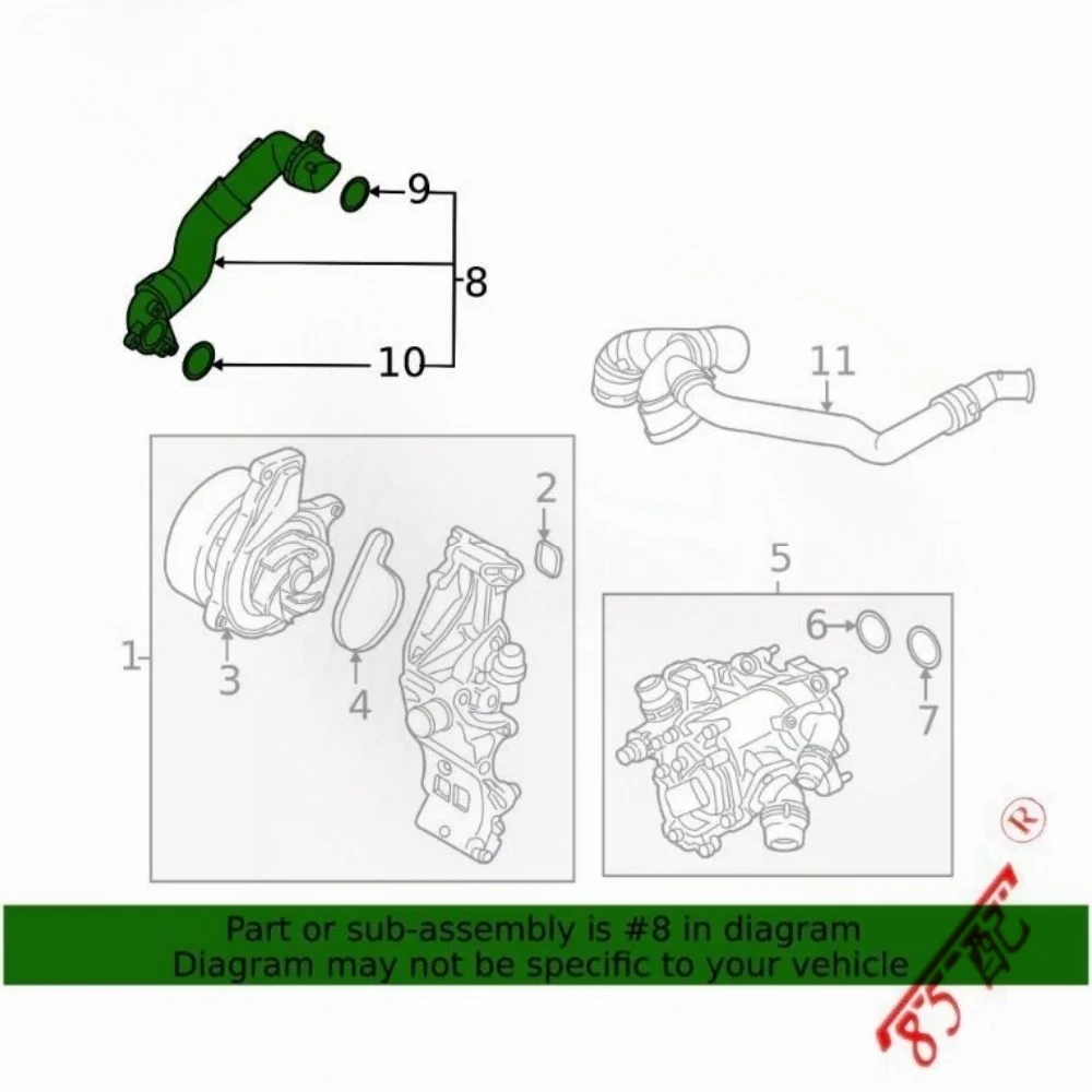 Water Tank Cooler Hose Cooling Water Pipe 11538645546 For BMW 1er (F52) X1 (F49) X2 (F39) X2 (F39)