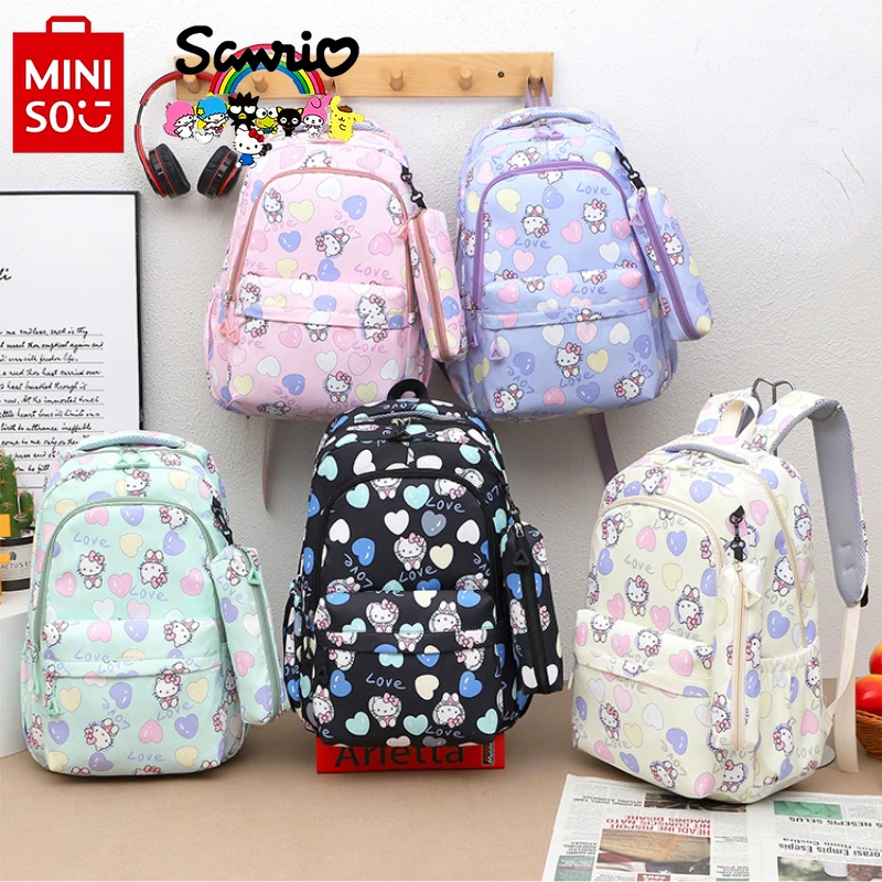 MINISO 2024 New Women's Backpack Fashionable High Quality Girl Backpack Cartoon Small Fresh Large Capacity Student Backpack