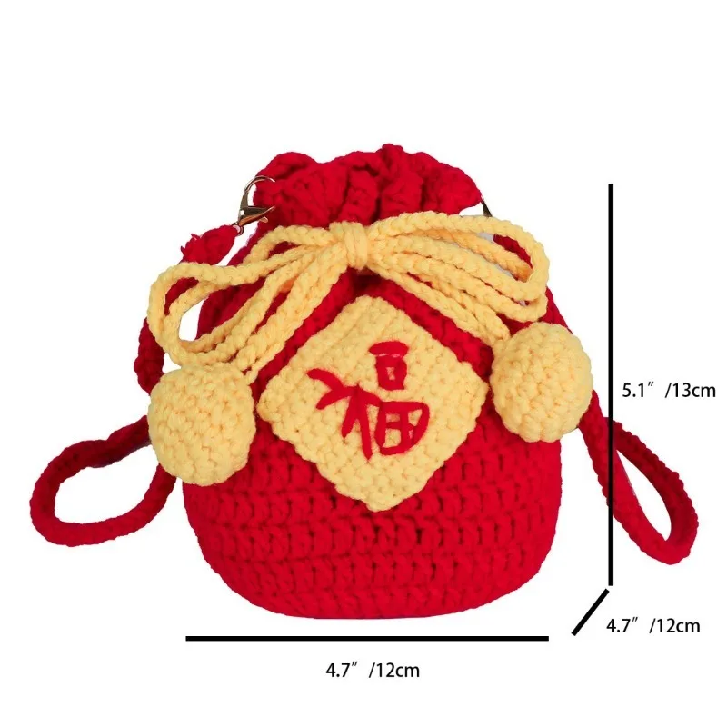 Handmade New Year Red Envelope Bag Cute Children's Gift Hand-held Crossbody Lucky Bag Traditional Cultural Element