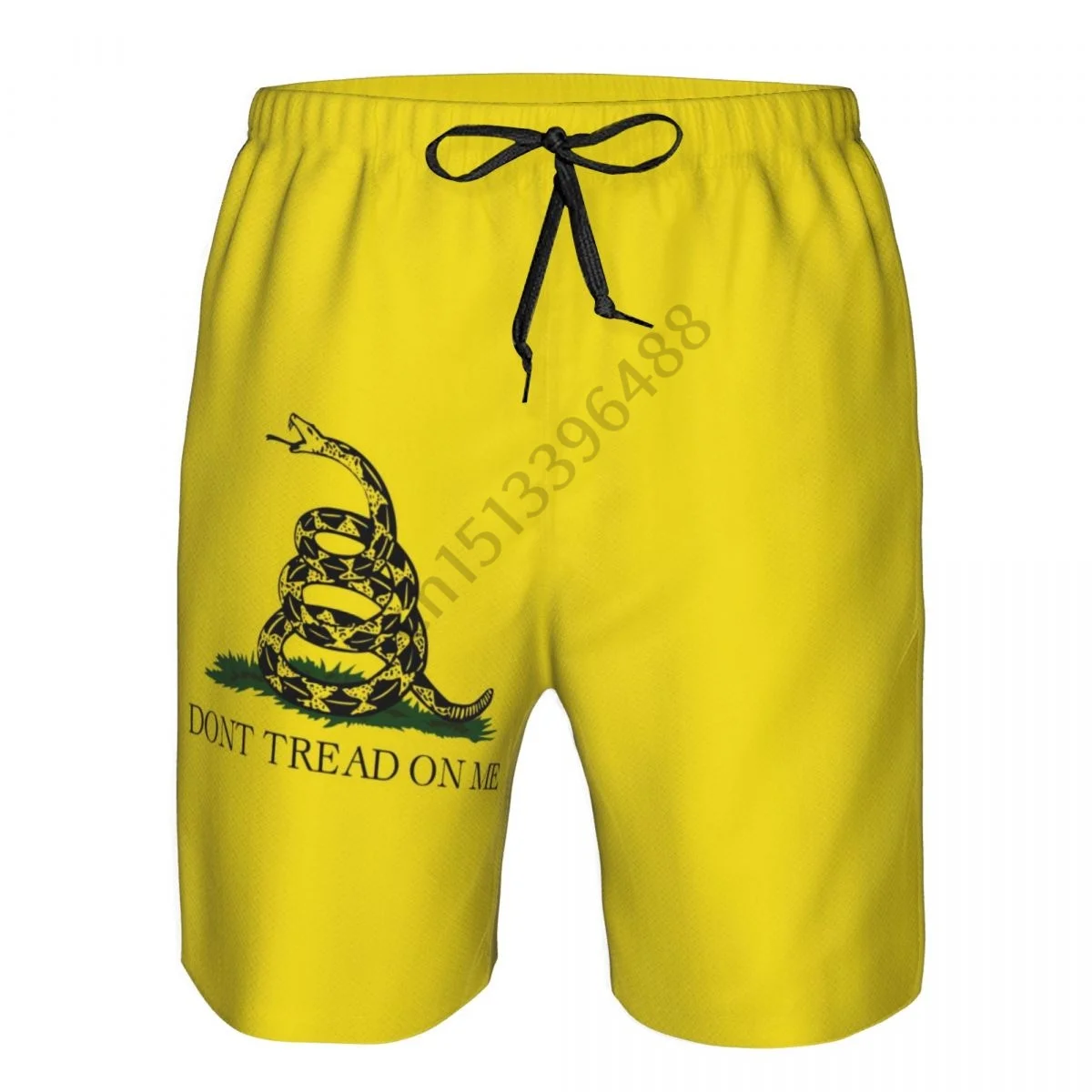 Don't Tread On Me Flag Vintage Men's Novelty Swimtrunks Quick Dry 3D Printed Mesh Lining Beach Board Shorts with Pockets