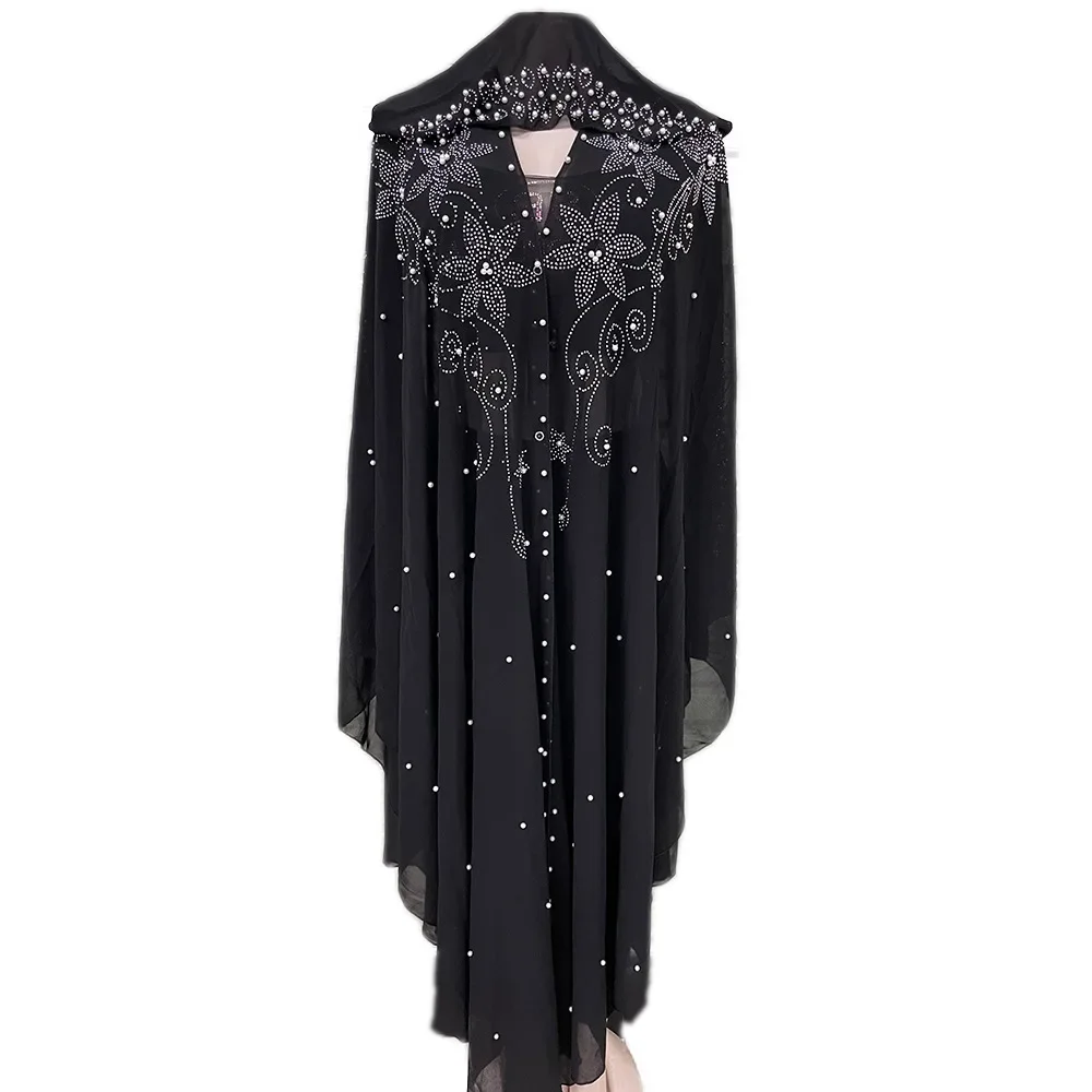 

2023 Muslim Kaftan Abaya Dress Hijab Dress Kimono Women Dubai Chiffon Hooded Dress Islamic Clothing Abaya Dubai