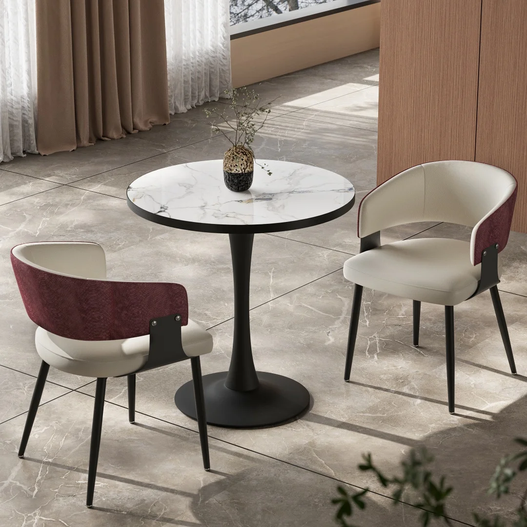 Comfortable Crocodile-Textured Microfiber Leather Dining Chair,Padded Wide Seat Upholstered Leisure Chair for Kitchen Restaurant Home