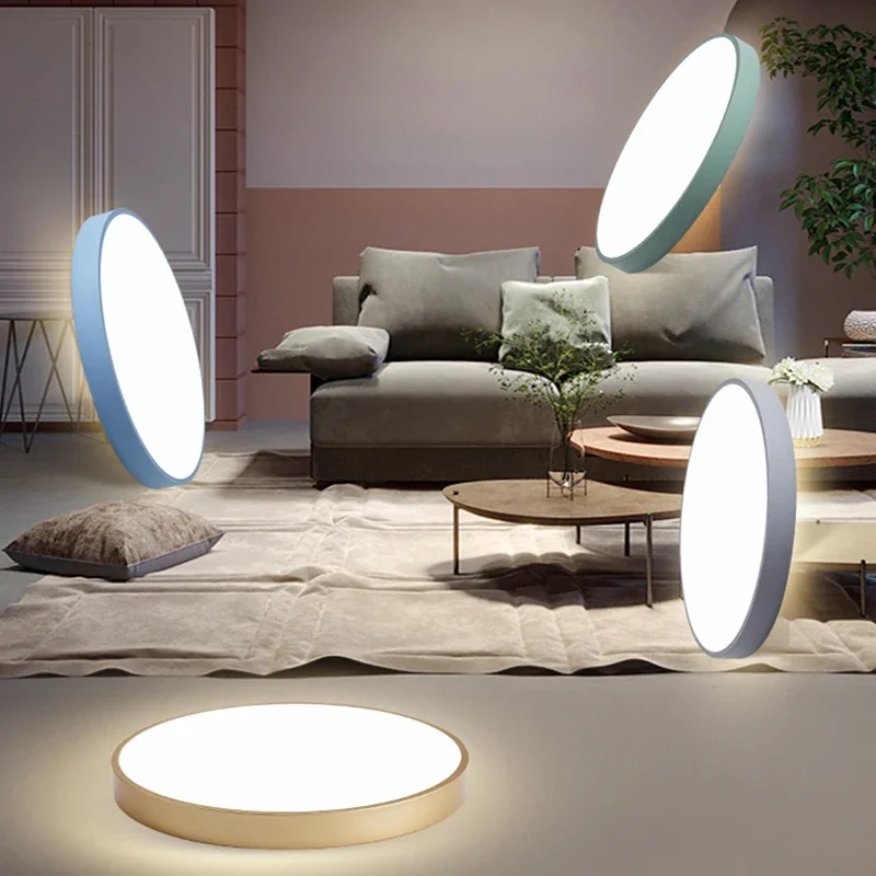Modern Macaron Color LED Ceiling Lamp for Bedroom Living Dining Room Aisle Study Chandelier Indoor Home Decor Lighting Fixture