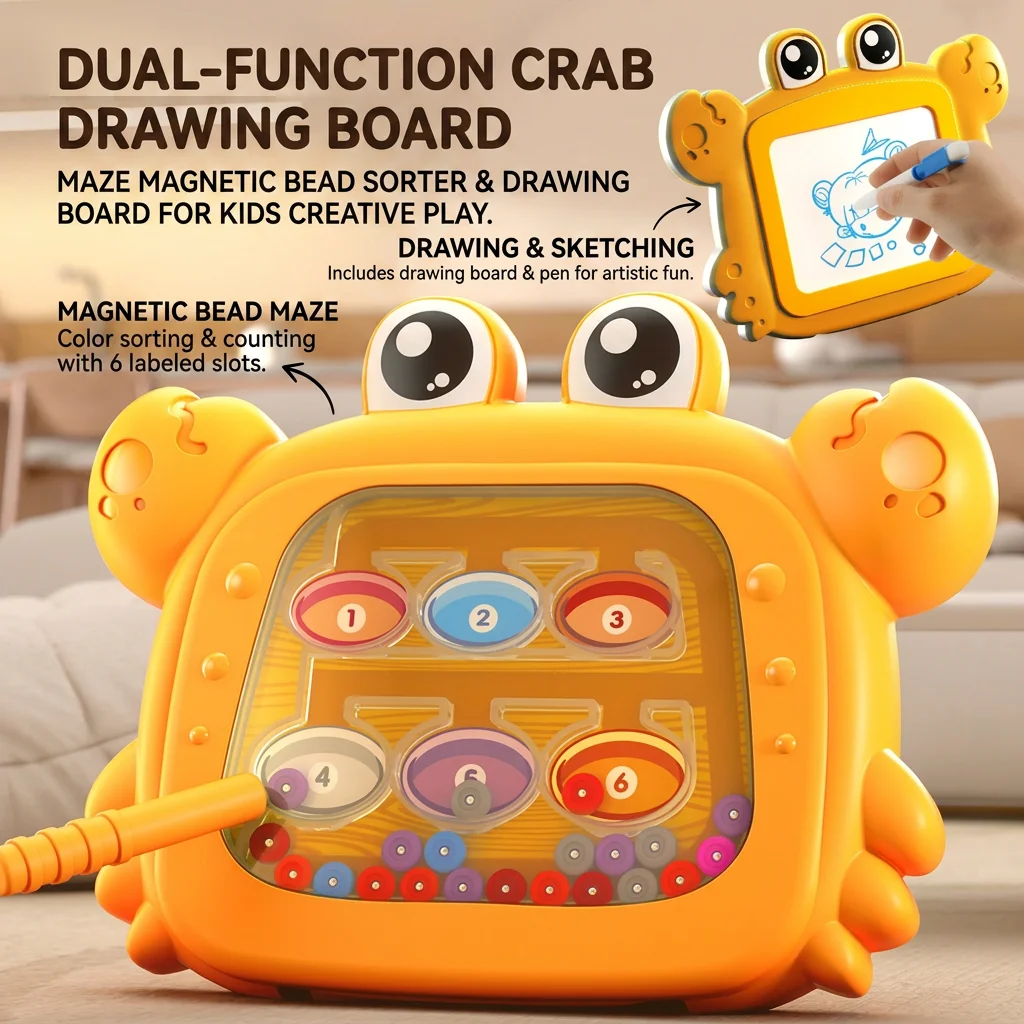 Travel Art Magnetic Drawing Board Erasable Sketch Pad Educational Bead Painting Toy for Toddlers Early Learning Gift