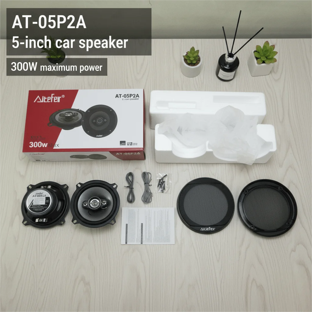 2pcs 5-inch Car Audio High-fidelity Coaxial Speakers 300W, 4-Channel Full-range Stereo With Dust Cover And Audio Cable Car Parts