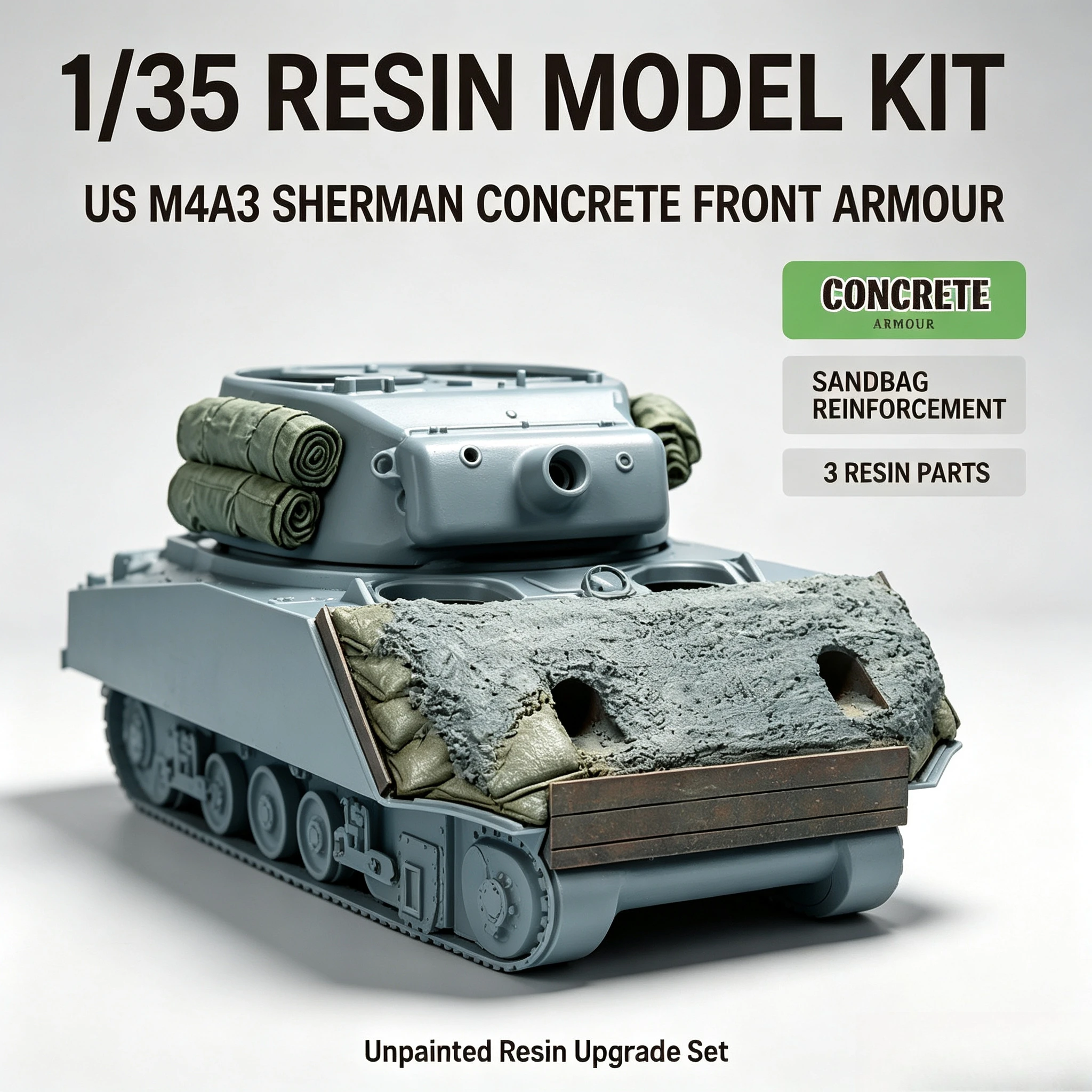 1/35 Die-casting Resin Model Assembly Kit, GK， Sherman Sandbag 47 ° Front Armor, Unpainted Model Assembly Kit