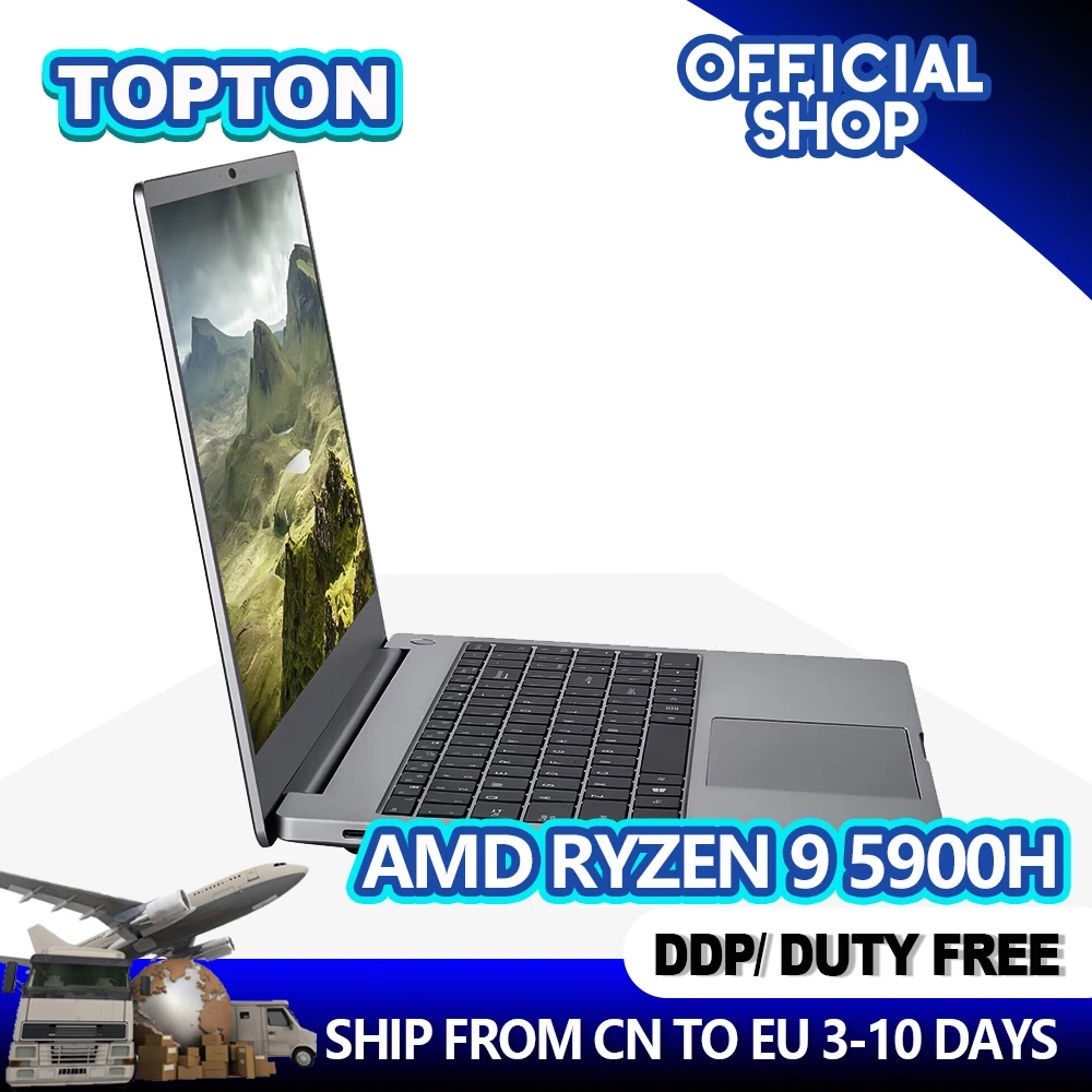 

2023 Newest 15.6" HD Laptop Light-Weight AMD Ryzen 9 5900H 7 5800H 64GB RAM 1TB SSD With WiFi5 Bluetooth4.2 USB 2*Type-C Webcam