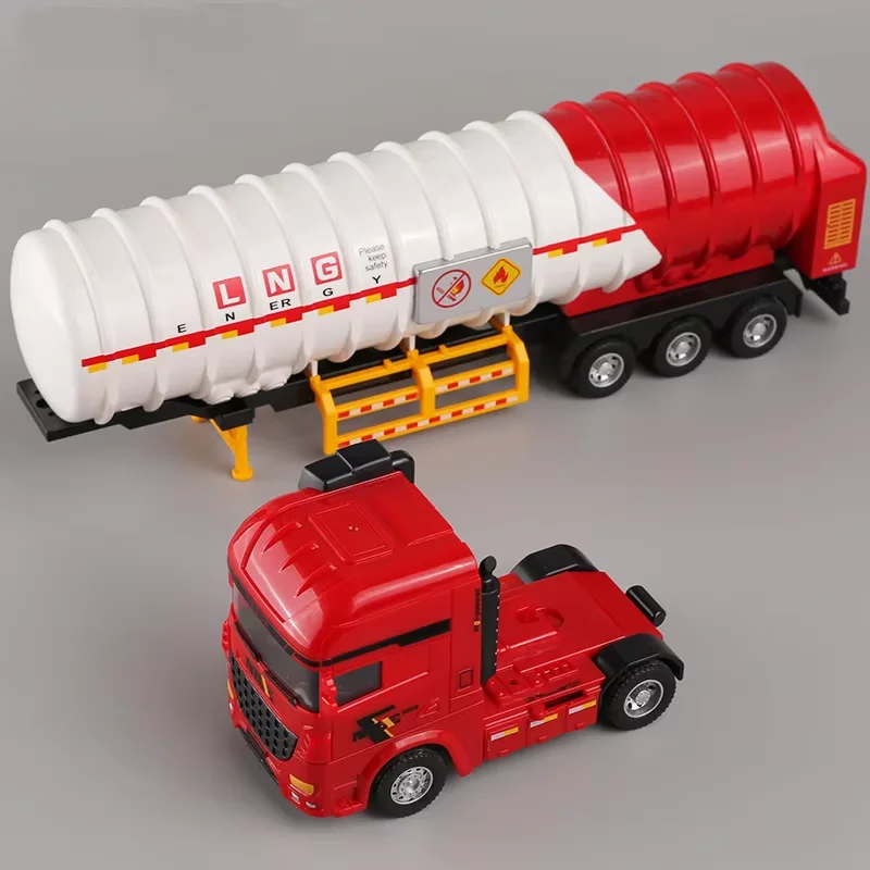 Model tankerki na olej 1/50, symulowany transporter dla dzieci, pojazd inżynieryjny, plastikowy model inercyjny, zabawka dla dzieci, chłopców, prezent na Nowy Rok