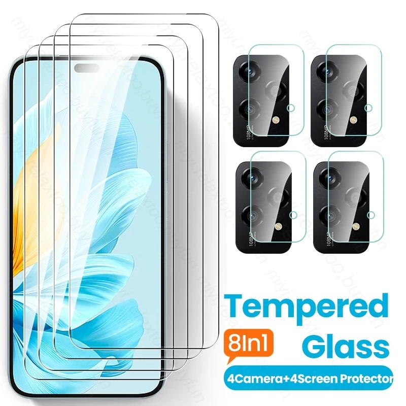 For Honor 200 Lite 5G Case 8In1 Tempered Glass Honey Honar Honer 200Lite Light 5G 2024 LLY-NX1 6.7