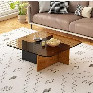 Light luxury modern minimalist square Italian tempered glass tea table, small living room household minimalist table