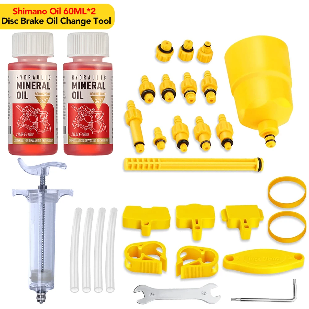 Fahrrad Bremsöl Entlüftung Kit Werkzeuge 60ML Bremse Mineral Öl Fahrrad Bremse Reparatur Werkzeug Für Shimano Hydraulische Scheibenbremse Entlüftungs werkzeug