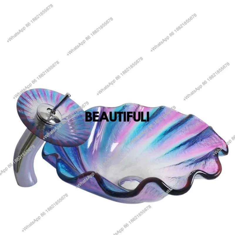 

R Умывальник для ванной комнаты, умывальник над столешницей, умывальник из закаленного стекла, бытовой креативный набор смесителей для раковины