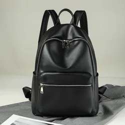 Women's backpack 2024 new PU soft leather large capacity black backpack fashion trend student class backpack versatile travel ba
