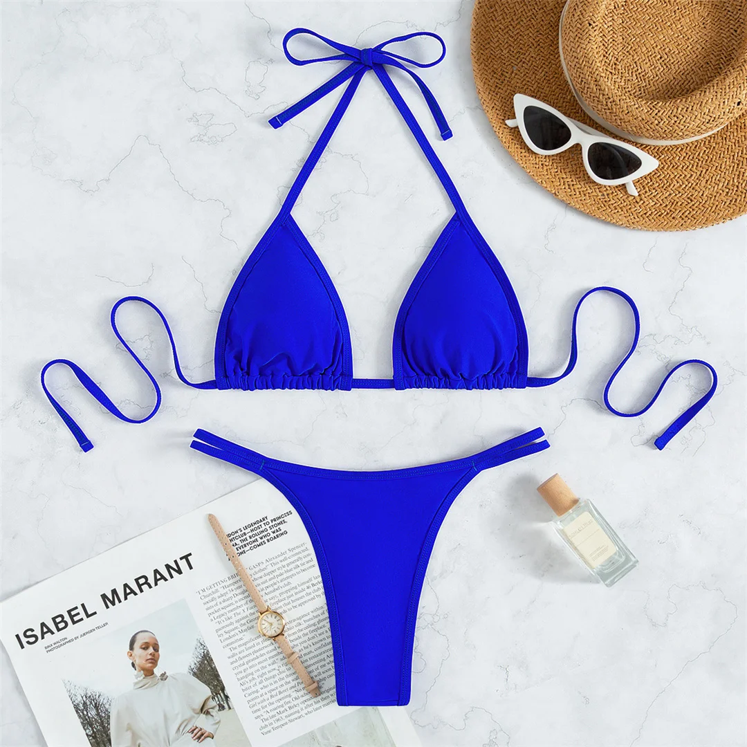 XS - L Strass Extreme Mini Micro Thong Bikini Damen Bademode Zweiteiliger Bikini Badeanzug V3384 – Detail 9