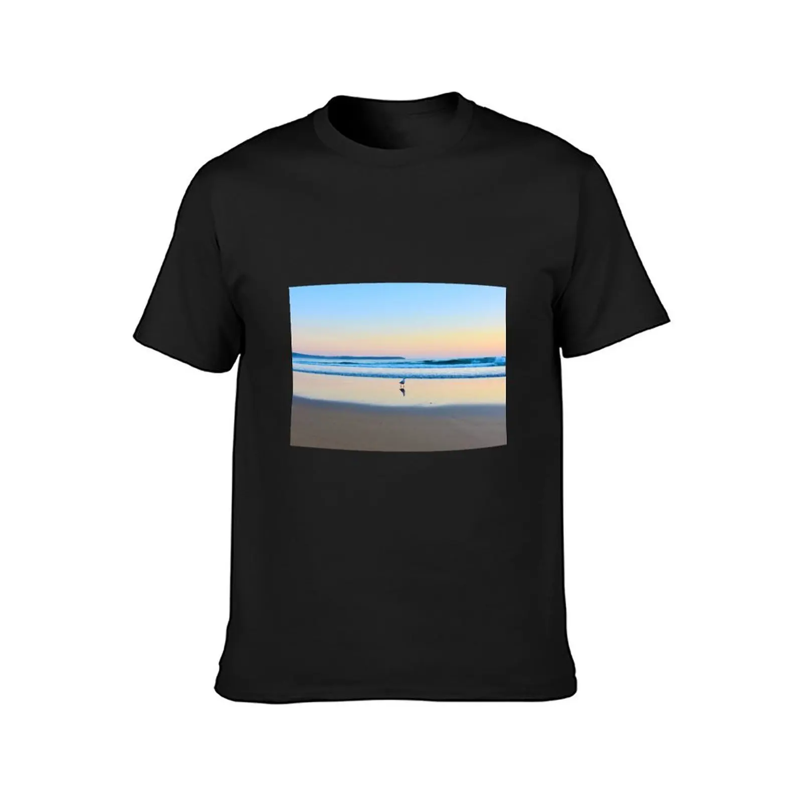 seagull on a sunrise beach T-Shirt summer tops anime clothes oversized t shirt men